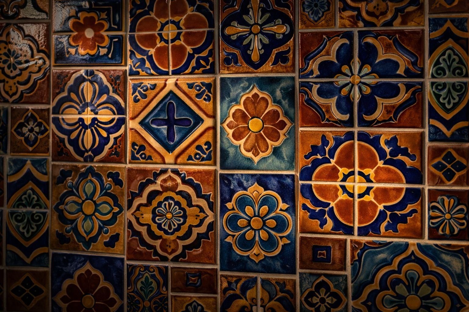Dramatic decorative tile wall