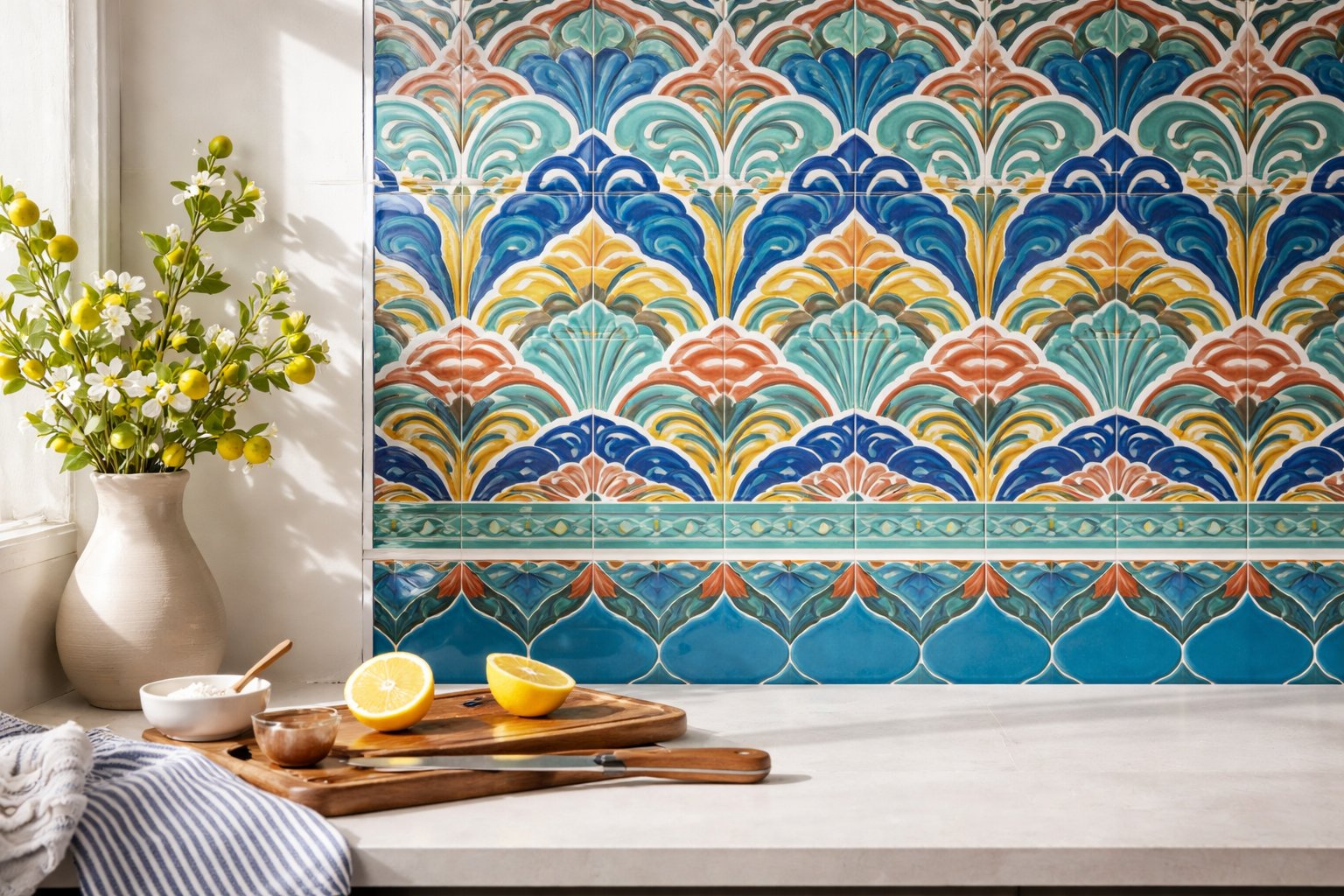 Vibrant handcrafted Malibu ceramic tile